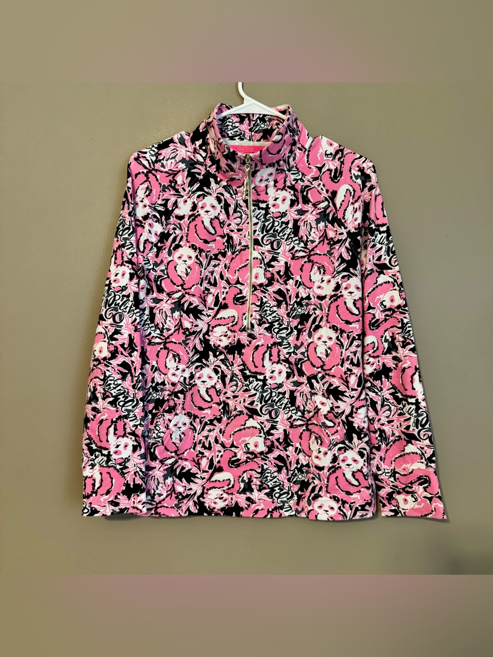 Lilly Pulitzer Skipper Popover UPF 50+ Hangin W My Boo Panda Print Pink Women Sm